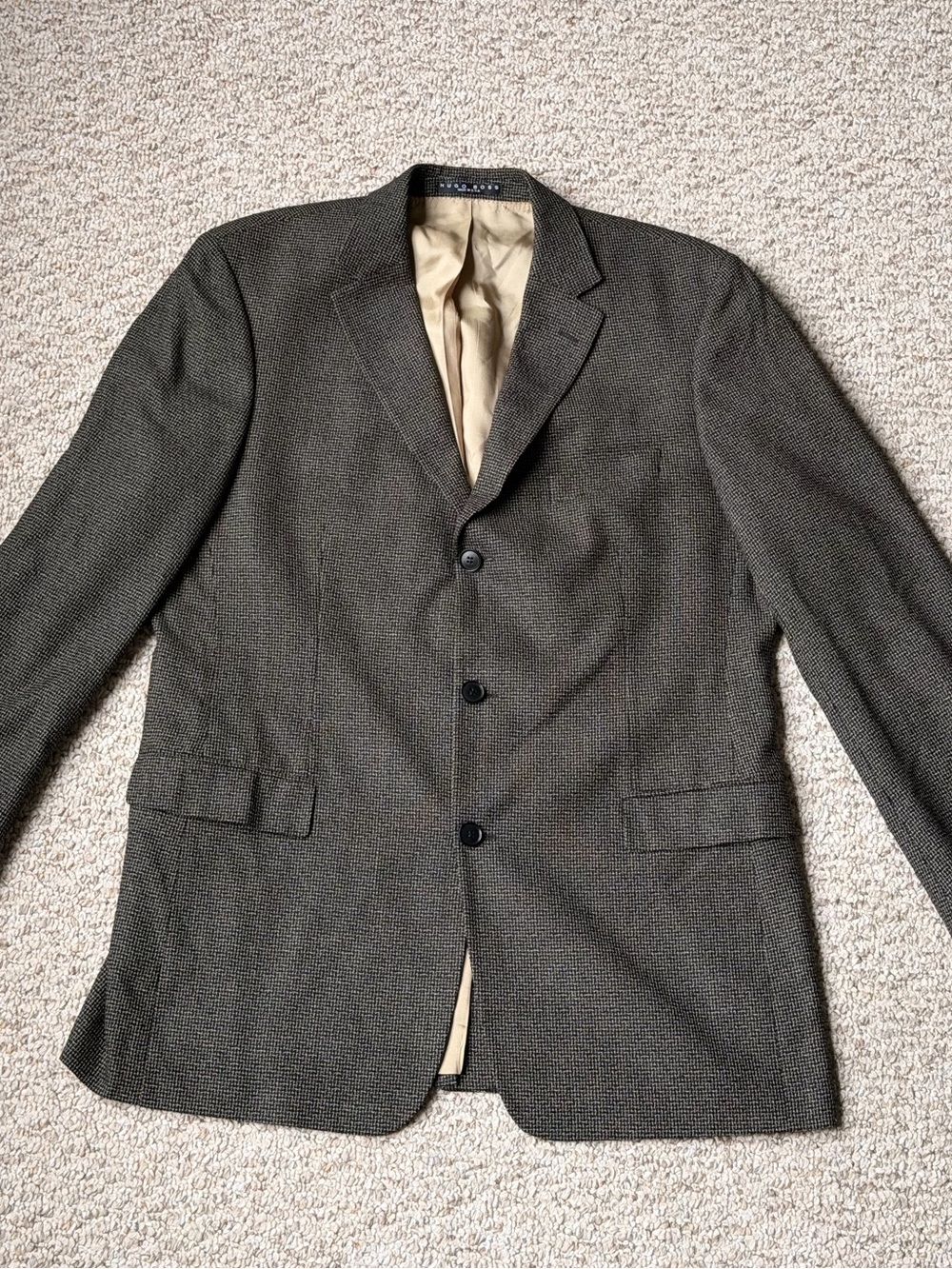Hugo Boss Rossellini Blazer 44L Silk Wool Micro Check Tweed Barneys New York USA